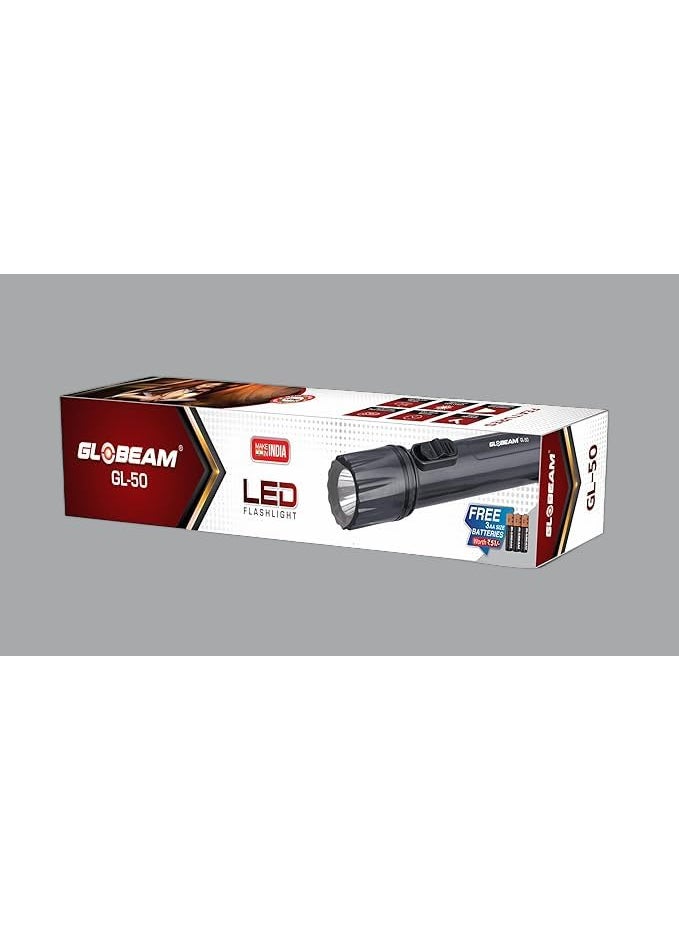 GLOBEAM GLOBEAM GL50 ABS Plastic 075W HighPerformance LED Flashlight Torch Light Battery Powered by 3 AA Batteries Included  - Image 2