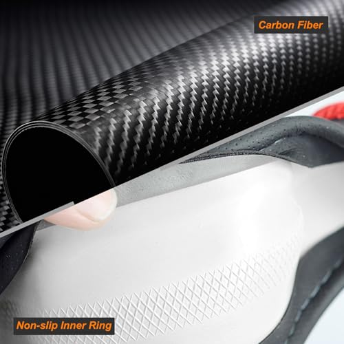 Labbyway Carbon Fiber Steering Wheel Cover, Universal 15 inch, Breathable, Anti-Slip, Warm in Winter and Cool in Summer, Black - Image 4
