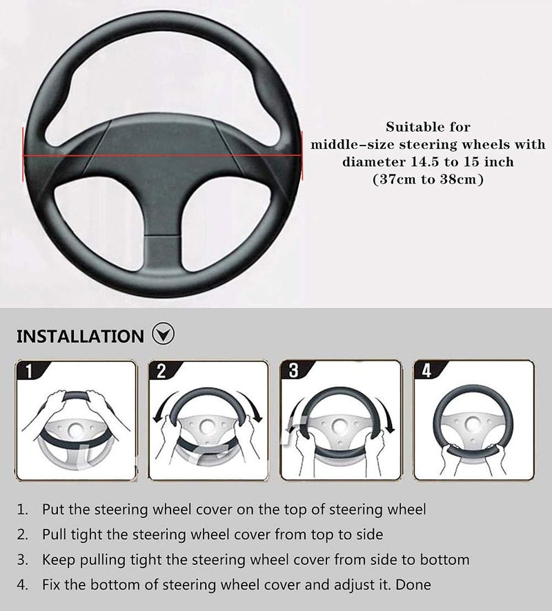 Labbyway Carbon Fiber Steering Wheel Cover, Universal 15 inch, Breathable, Anti-Slip, Warm in Winter and Cool in Summer, Black - Image 5