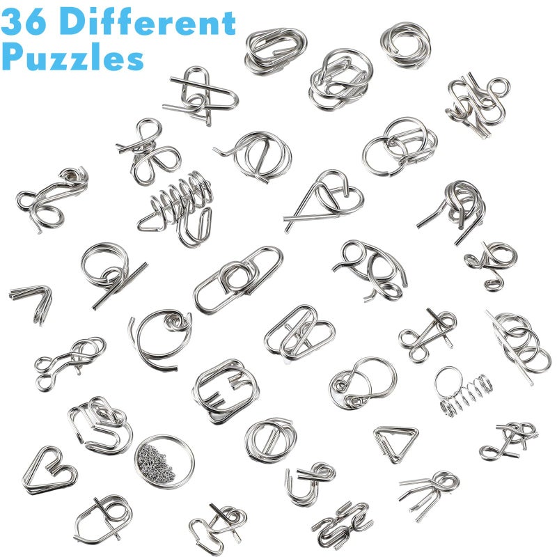 Shappy 72 Pcs Metal Brain Teaser Puzzle with Pouch Metal Puzzle for Adult Wire Brain Teasers Puzzles IQ Mind Puzzle Games Metal Puzzles Toy Bulk for Party Gifts Stocking Stuffers - Image 3