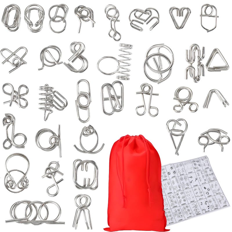 Shappy 72 Pcs Metal Brain Teaser Puzzle with Pouch Metal Puzzle for Adult Wire Brain Teasers Puzzles IQ Mind Puzzle Games Metal Puzzles Toy Bulk for Party Gifts Stocking Stuffers - Image 1
