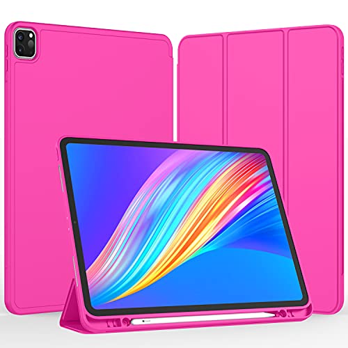 iMieet New iPad Pro 11 Inch Case 2022(4th Gen)/ 2021(3rd Gen) with Pencil Holder [Support iPad 2nd Pencil Charging/Pair],Trifold Stand Smart Case with Soft TPU Back,Auto Wake/Sleep(Rose Red) - Image 2