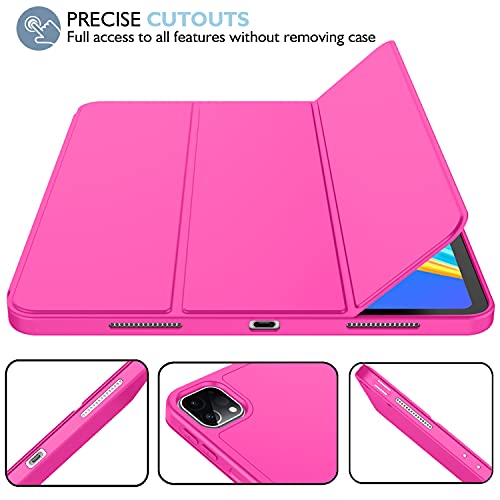 iMieet New iPad Pro 11 Inch Case 2022(4th Gen)/ 2021(3rd Gen) with Pencil Holder [Support iPad 2nd Pencil Charging/Pair],Trifold Stand Smart Case with Soft TPU Back,Auto Wake/Sleep(Rose Red) - Image 5