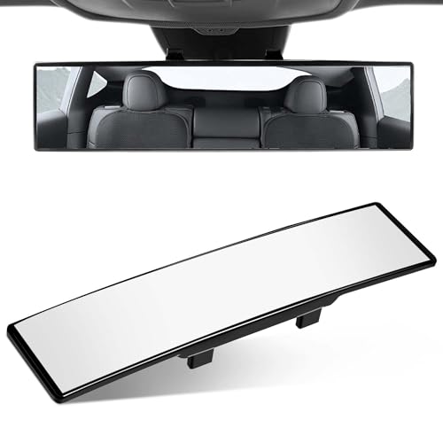 OBTANIM Car Rearview Mirror 12 Inch HD Glass Anti Glare Clip On Panoramic Wide Angle Car Interior Rear View Mirror Accessories for Car SUV Trucks (White) - Image 1