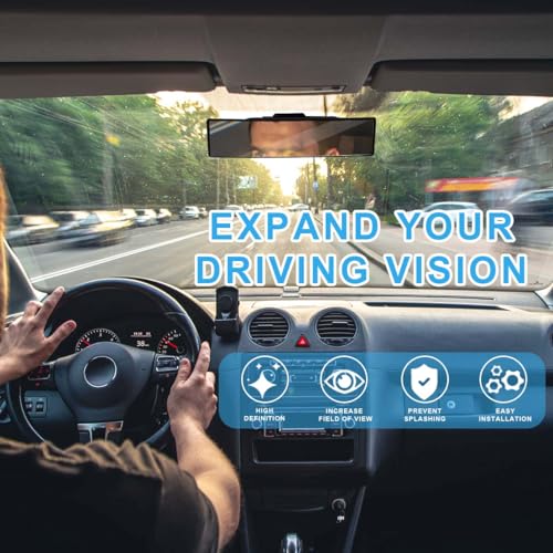 OBTANIM Car Rearview Mirror 12 Inch HD Glass Anti Glare Clip On Panoramic Wide Angle Car Interior Rear View Mirror Accessories for Car SUV Trucks (White) - Image 5