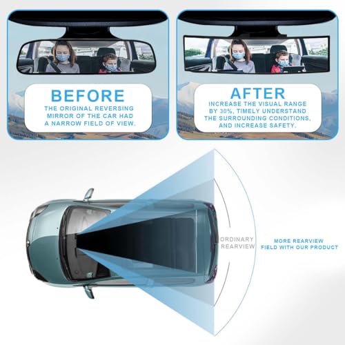 OBTANIM Car Rearview Mirror 12 Inch HD Glass Anti Glare Clip On Panoramic Wide Angle Car Interior Rear View Mirror Accessories for Car SUV Trucks (White) - Image 4