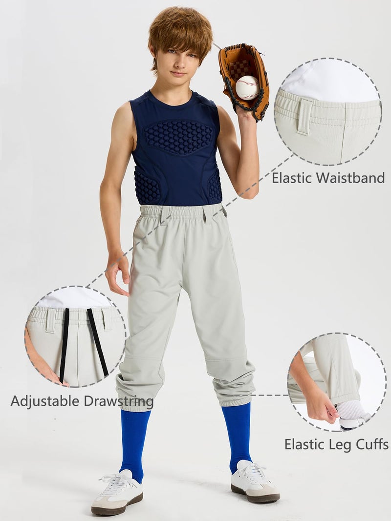 DEVOROPA 2T/3T/4T/5T to Big Kids Youth Boys Baseball Pants Girls Softball Pants Fast Pitch Tee Ball Practice Pants Pockets Grey 5T - Image 5