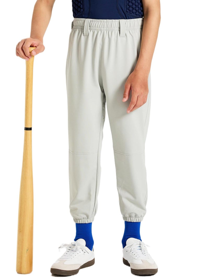 DEVOROPA 2T/3T/4T/5T to Big Kids Youth Boys Baseball Pants Girls Softball Pants Fast Pitch Tee Ball Practice Pants Pockets Grey 5T - Image 2