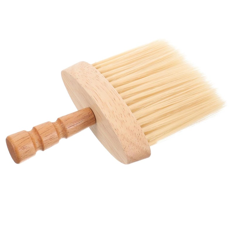 فرشاة حلاقة خشبية مع مقبض خشبي، منفضة رقبة، أداة قص الشعر والحلاقة للرجال والنساء، صالون، للاستخدام المنزلي - Image 1