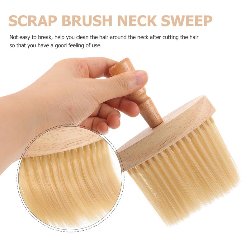 فرشاة حلاقة خشبية مع مقبض خشبي، منفضة رقبة، أداة قص الشعر والحلاقة للرجال والنساء، صالون، للاستخدام المنزلي - Image 4