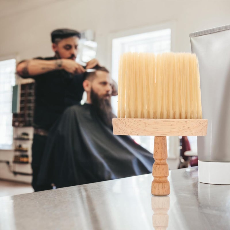 فرشاة حلاقة خشبية مع مقبض خشبي، منفضة رقبة، أداة قص الشعر والحلاقة للرجال والنساء، صالون، للاستخدام المنزلي - Image 5