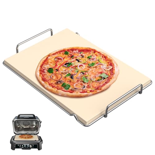 SafBbcue Pizza Stone with Rack for Ninja Woodfire Grill XL Accessory OG800 OG900 Series Woodfire Pizza Oven Accessories for Ninja OG951 OG850 OG952 Accessories Rectangle Pizza Baking Stone for Grill - Image 1