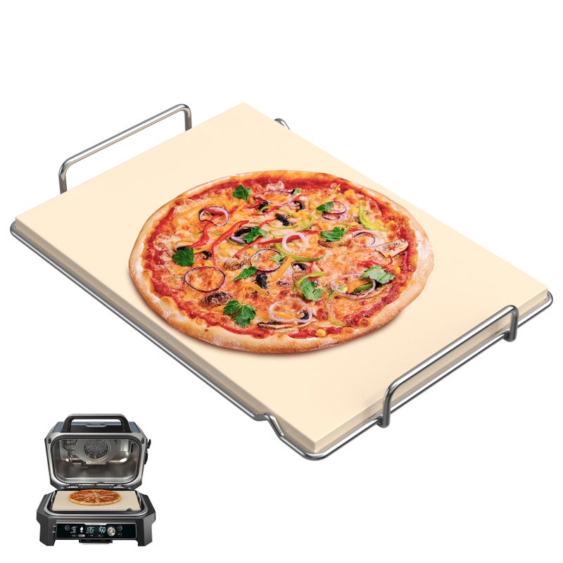 SafBbcue Pizza Stone with Rack for Ninja Woodfire Grill XL Accessory OG800 OG900 Series Woodfire Pizza Oven Accessories for Ninja OG951 OG850 OG952 Accessories Rectangle Pizza Baking Stone for Grill - Image 2