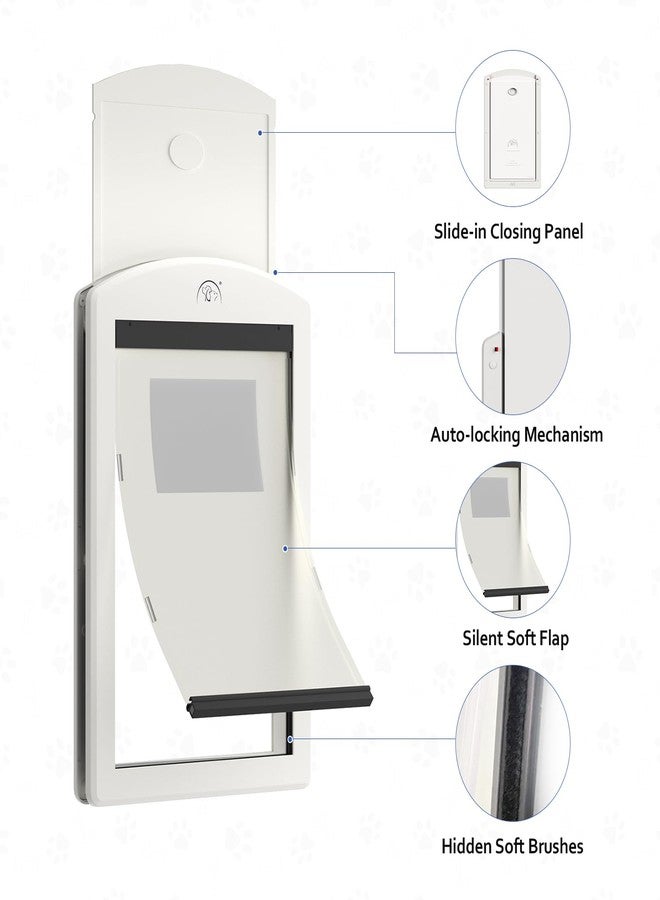 Classicmacher [Classicmacher] White Frame Dog Doors for Medium Dogs, Strong Plastic Pet Door with Sliding Lock Panel and Magnetic Soft Flap, Doggy Door for Door, Doggie Door Up to 25Lbs (Medium, Milk White) - Image 3