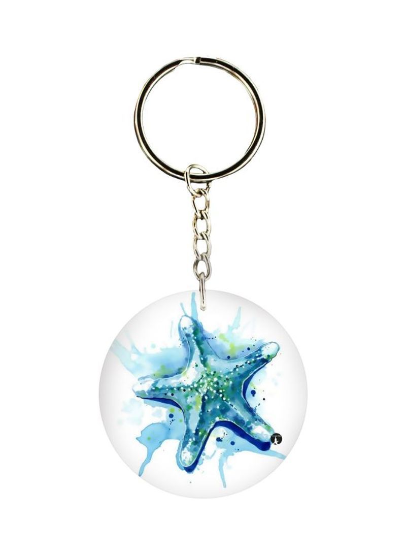 Starfish Printed Single Sided Keychain