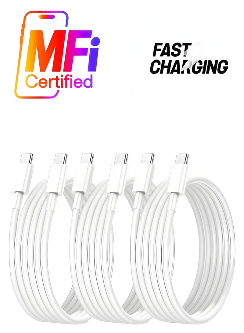 Apluynm 3Pack USB C Cable 1M, 66W Power Delivery PD Fast charge Cable USB C to USB C for iPhone 15 Pro/15 Pro Max/15/15 Plus, iPad mini 6, MacBook Pro/Air, iPad Pro, Samsung S23+, Huawei P60, etc white - Image 1