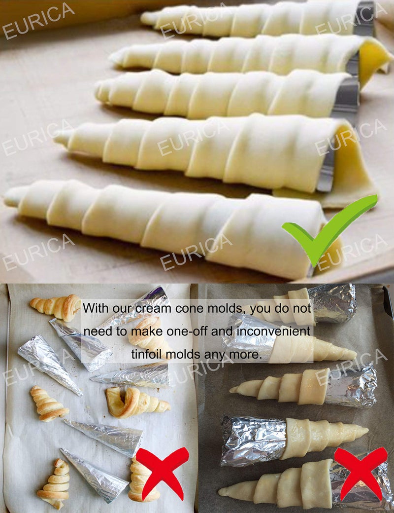 EUICAE Cream Horn Molds 5-inch Large Size Cream Horn Forms Pack of 16 - Image 1
