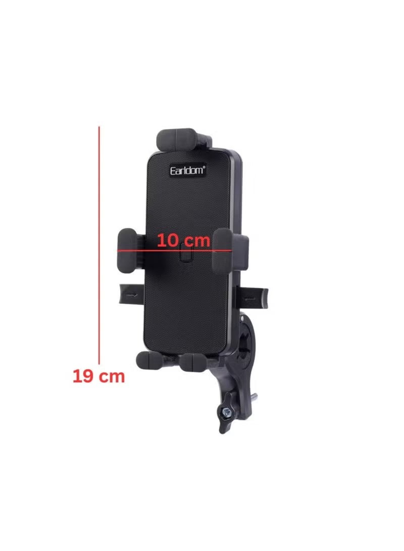 Earldom Universal Motorcycle & Bicycle Phone Holder, 360° Rotation, Shockproof Adjustable Handlebar Mount, Secure Grip, Anti-Vibration Mobile Phone Stand for iPhone, Samsung Galaxy, Huawei & Xiaomi - Black - Image 4