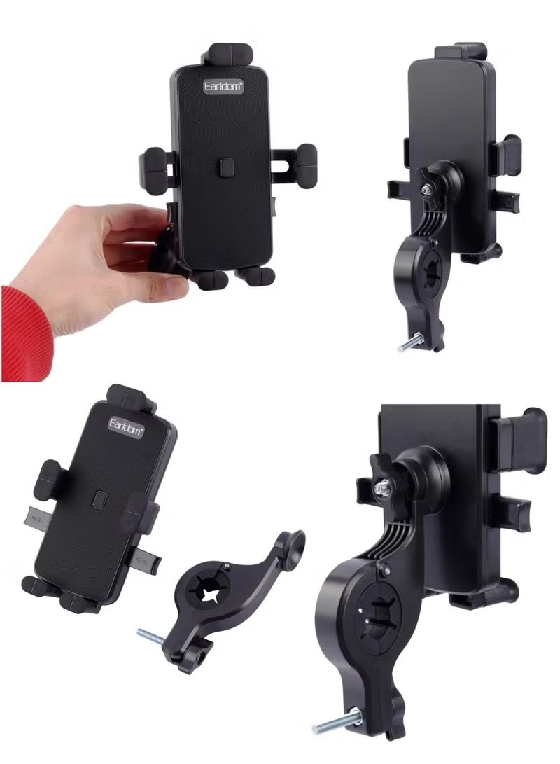 Earldom Universal Motorcycle & Bicycle Phone Holder, 360° Rotation, Shockproof Adjustable Handlebar Mount, Secure Grip, Anti-Vibration Mobile Phone Stand for iPhone, Samsung Galaxy, Huawei & Xiaomi - Black - Image 5