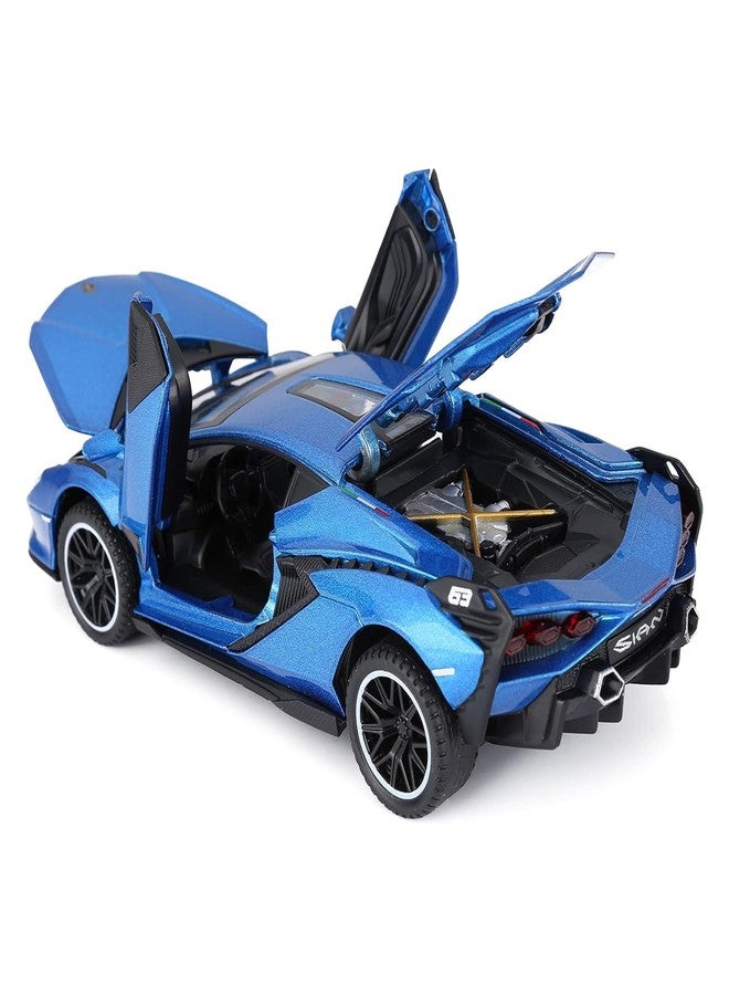 PEZYOX 1/24 Big Lamborghini SIAN Toy Car Metal Pull Back Diecast Car with Openable Door and Sound Light, Gifts Toys for Kids (Blue) - Image 4
