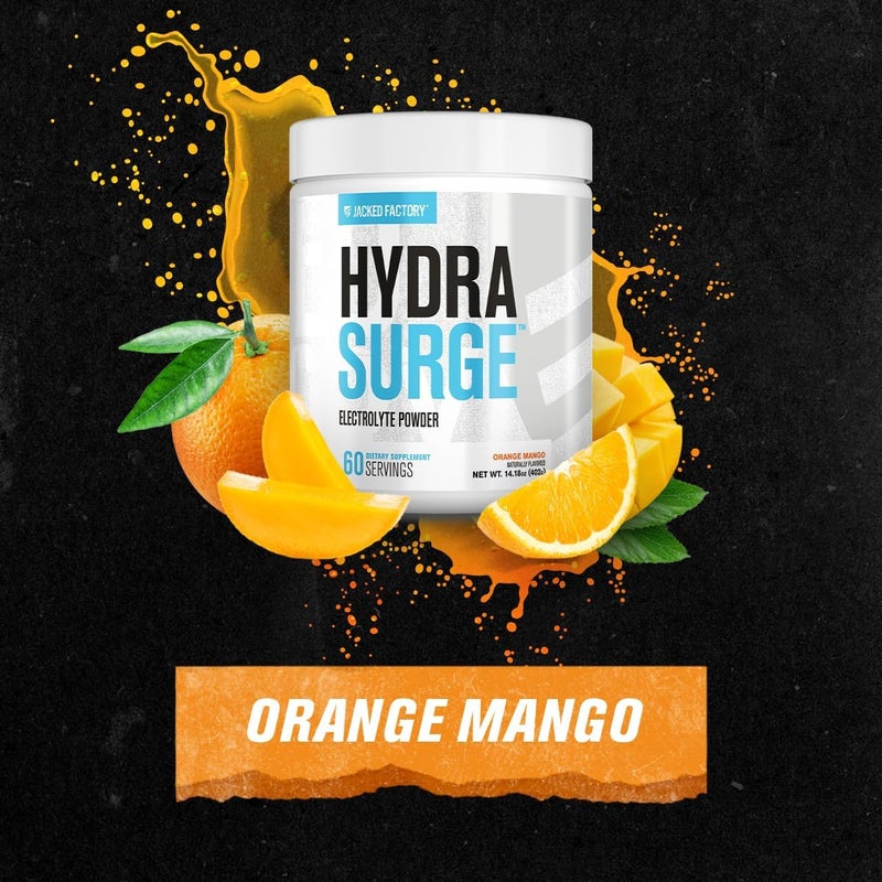 Jacked Factory HYDRASURGE Electrolyte Powder  Hydration Supplement with Key Minerals Himalayan Sea Salt Coconut Water  Keto Friendly Sugar Free Naturally Sweetened  60 Servings Orange Mango - Image 2