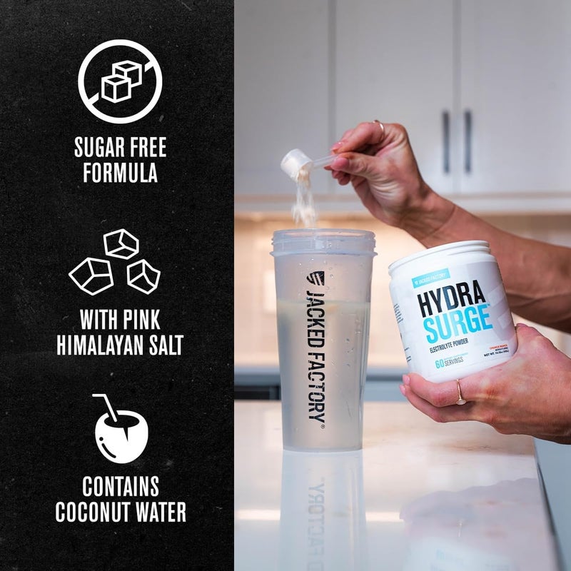 Jacked Factory HYDRASURGE Electrolyte Powder  Hydration Supplement with Key Minerals Himalayan Sea Salt Coconut Water  Keto Friendly Sugar Free Naturally Sweetened  60 Servings Orange Mango - Image 4