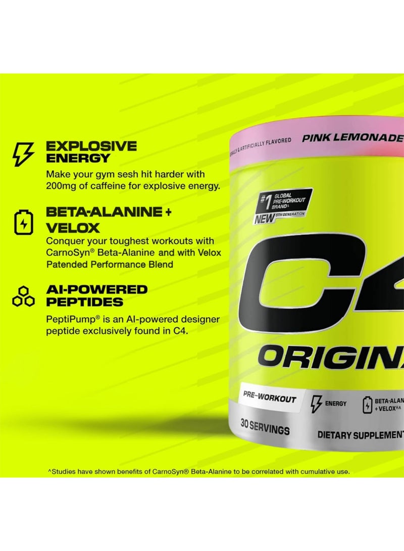 سيلوكور مسحوق الطاقة C4 الأصلي قبل التمرين للرجال والنساء - مع الكرياتين، الكافيين، معزز أكسيد النيتريك، السيترولين وبيتا ألانين - ليمونادة وردية - 30 حصة (قد يختلف التعبئة) - Image 4