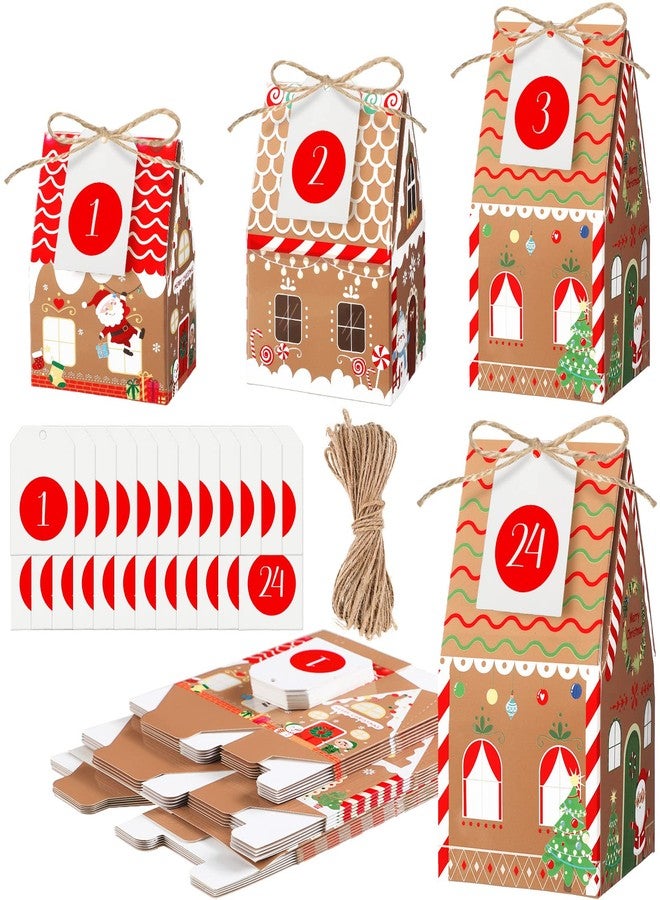 Woanger 24 Empty Advent Calendar Boxes to Fill, Christmas DIY Advent Calendar 24 Days Countdown Gift Xmas Gingerbread House Candies Treats Boxes for 2026 Xmas Holiday Decor(Fresh Style) - Image 1