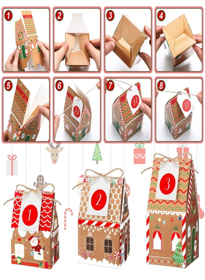 Woanger 24 Empty Advent Calendar Boxes to Fill, Christmas DIY Advent Calendar 24 Days Countdown Gift Xmas Gingerbread House Candies Treats Boxes for 2026 Xmas Holiday Decor(Fresh Style) - Image 3