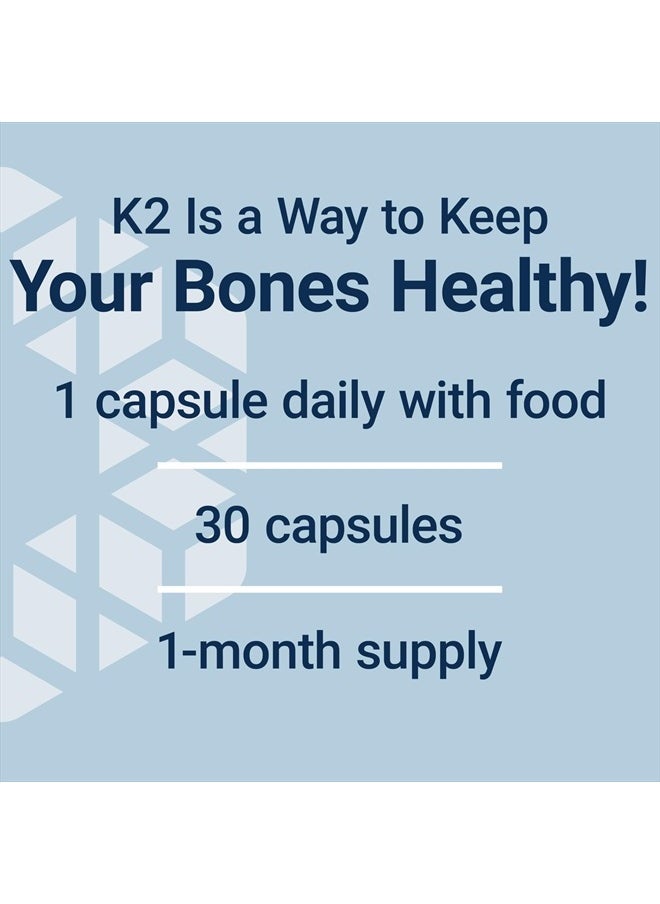 Life Extension - Mega Vitamin K2 High Potency for Strong Bones, clinically Studied 45 mg K2 Dosage, Promotes Healthy Bone Density, Gluten-Free, Non-GMO, 30 Capsules - Image 1