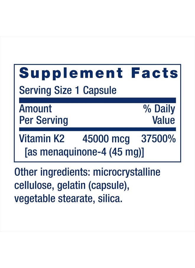 Life Extension - Mega Vitamin K2 High Potency for Strong Bones, clinically Studied 45 mg K2 Dosage, Promotes Healthy Bone Density, Gluten-Free, Non-GMO, 30 Capsules - Image 1
