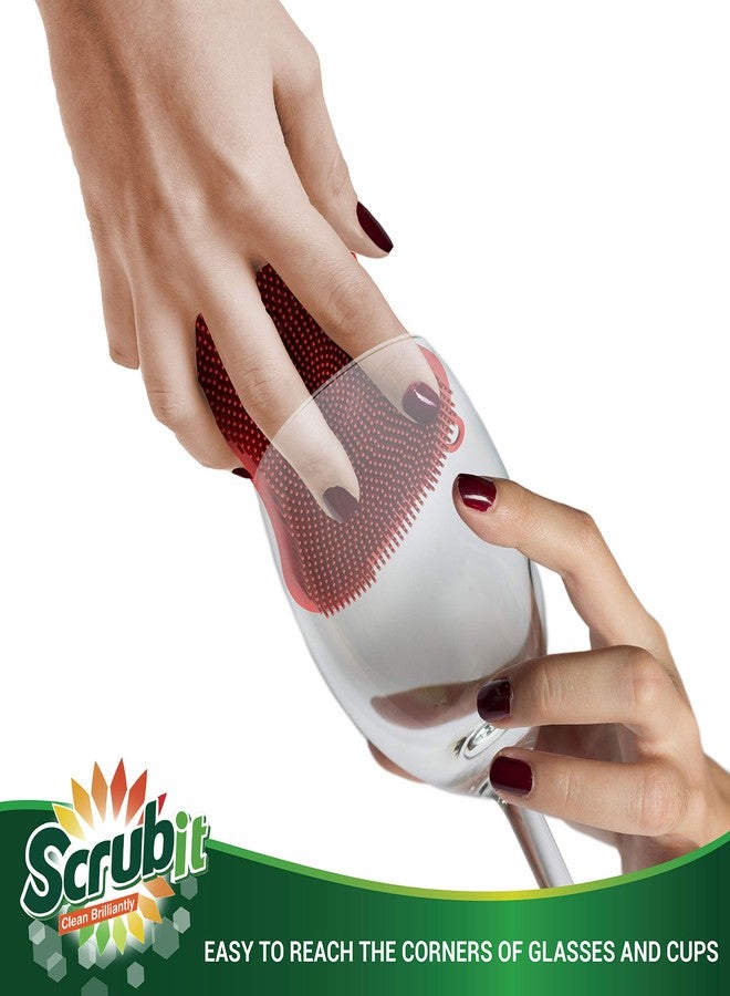 SCRUBIT 6 Pack Silicone Scrubbing Sponge by SCRUBIT - Real Silicon Non Scratch & Non Smell Kitchen Scrubber Pad for Dishes, Fruit, Vegetable - Reusable Cleaning Sponges - Multi-Colored Pads [Red, Green, Blue] - Image 5