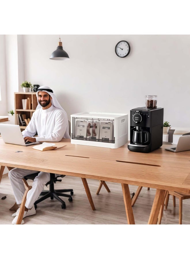 اليسا صندوق تخزين درج سطح المكتب البلاستيكي لمستحضرات التجميل والملابس والألعاب صندوق تخزين قابل للطي والتكديس خزانة تخزين منظم الملفات لغرفة المعيشة وغرفة النوم والمطبخ والحمام والمكتب تخزين قطعة واحدة - Image 3