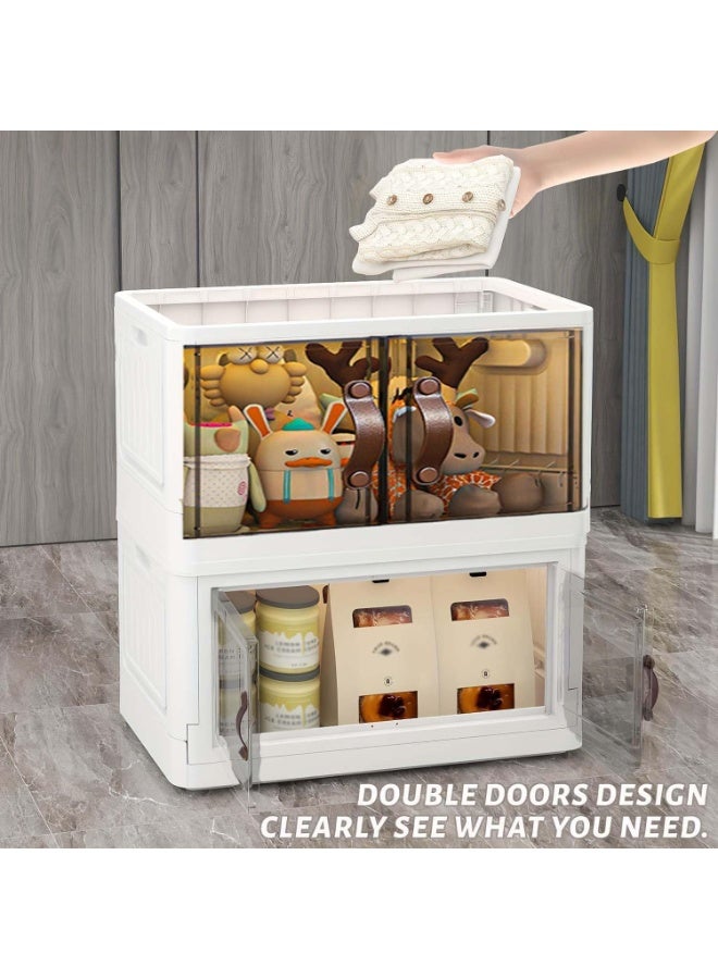 اليسا صندوق تخزين درج سطح المكتب البلاستيكي لمستحضرات التجميل والملابس والألعاب صندوق تخزين قابل للطي والتكديس خزانة تخزين منظم الملفات لغرفة المعيشة وغرفة النوم والمطبخ والحمام والمكتب تخزين قطعة واحدة - Image 5