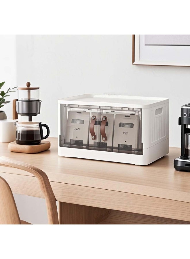 اليسا صندوق تخزين درج سطح المكتب البلاستيكي لمستحضرات التجميل والملابس والألعاب صندوق تخزين قابل للطي والتكديس خزانة تخزين منظم الملفات لغرفة المعيشة وغرفة النوم والمطبخ والحمام والمكتب تخزين قطعة واحدة - Image 2