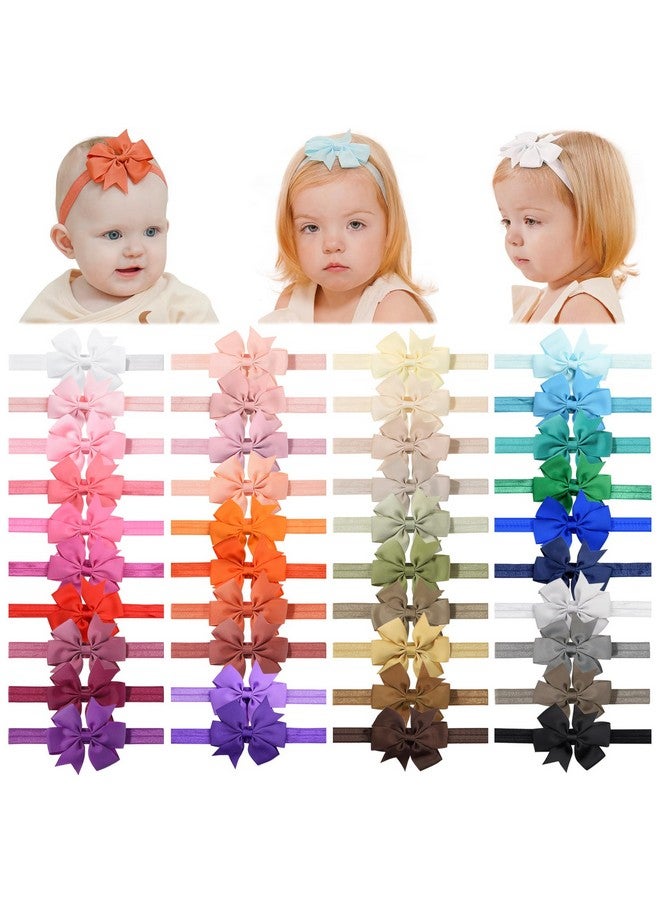 چولي بوز 40 قطعة من ربطات الشعر المصنوعة من شريط Grosgrain للفتيات الصغيرات 3 بوصات إكسسوارات شعر للرضع حديثي الولادة (3 ألوان طبيعية متعددة) - Image 1