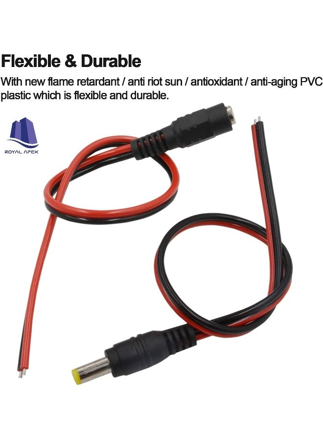 Royal Apex 10Pcs Dc Power Supply Wire Jack Plug Wire Connector For Cctv Security Camera And Lighting Power Adapter  - Image 5