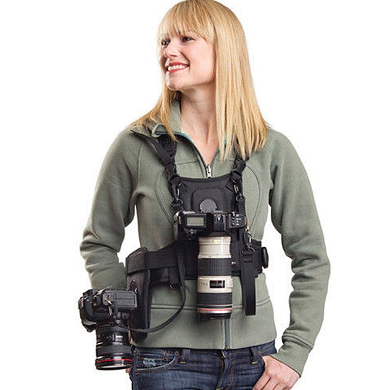 Micnova Sevenoak Dual Camera Harness, SK-MSP01 Multi Carrying Chest Vest System with Side Holster for Canon 6D 600D 5D2 5D3 Nikon D90 Sony A7S A7R A7S2 Panasonic Olympus DSLR Cameras Climbing Wedding Travel - Image 1