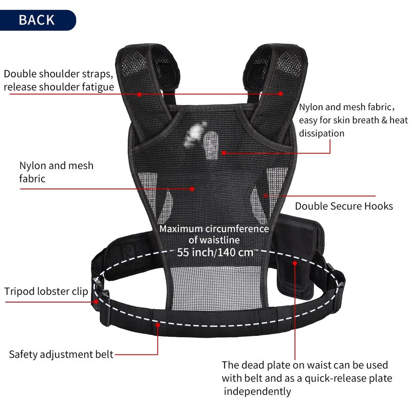Micnova Sevenoak Dual Camera Harness, SK-MSP01 Multi Carrying Chest Vest System with Side Holster for Canon 6D 600D 5D2 5D3 Nikon D90 Sony A7S A7R A7S2 Panasonic Olympus DSLR Cameras Climbing Wedding Travel - Image 5