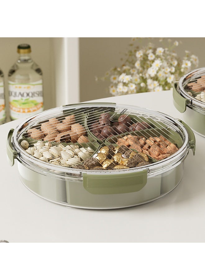 NIBEMINENT Divided Serving Tray with Lid and Handle Fruit Containers for Fridge Snack Box Container Divided Storage Box for Platters for Serving Food Outdoor Party Snack Cracker and Spice Organizer  - Image 2