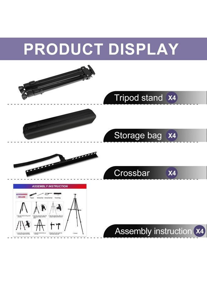 AROIC AROIC 4 Pack Painting Display Easel Stand Portable Adjustable Metal Tripod Artist Canvases Height from20to66Inch Extra Sturdy forTable-Top/Floor Painting, Drawingand Displaying,Black with4Storage Bag - Image 2