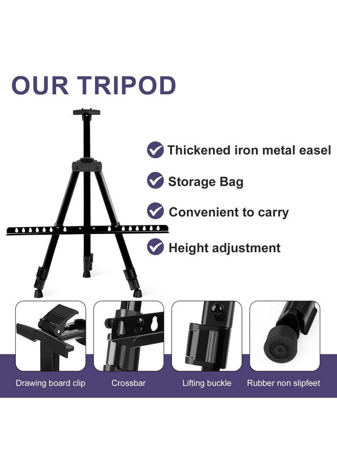AROIC AROIC 4 Pack Painting Display Easel Stand Portable Adjustable Metal Tripod Artist Canvases Height from20to66Inch Extra Sturdy forTable-Top/Floor Painting, Drawingand Displaying,Black with4Storage Bag - Image 4