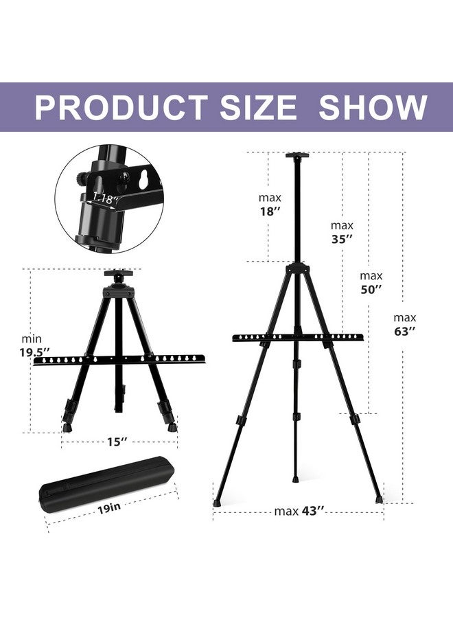 AROIC AROIC 4 Pack Painting Display Easel Stand Portable Adjustable Metal Tripod Artist Canvases Height from20to66Inch Extra Sturdy forTable-Top/Floor Painting, Drawingand Displaying,Black with4Storage Bag - Image 3