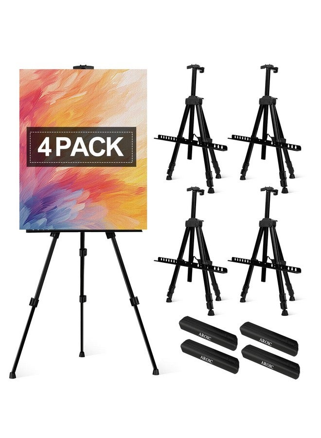 AROIC AROIC 4 Pack Painting Display Easel Stand Portable Adjustable Metal Tripod Artist Canvases Height from20to66Inch Extra Sturdy forTable-Top/Floor Painting, Drawingand Displaying,Black with4Storage Bag - Image 1