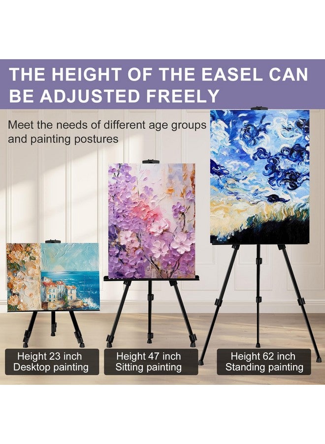 AROIC AROIC 4 Pack Painting Display Easel Stand Portable Adjustable Metal Tripod Artist Canvases Height from20to66Inch Extra Sturdy forTable-Top/Floor Painting, Drawingand Displaying,Black with4Storage Bag - Image 5
