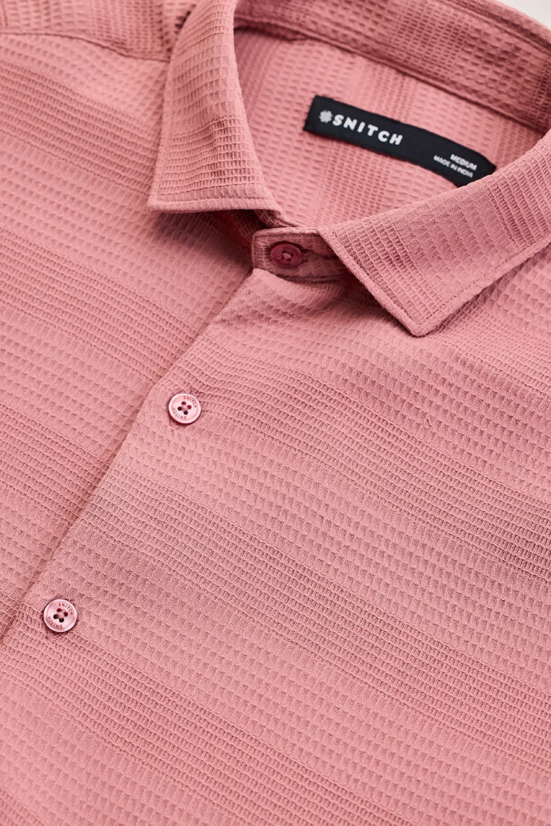 SNITCH Pink Textured Slim Fit Shirt