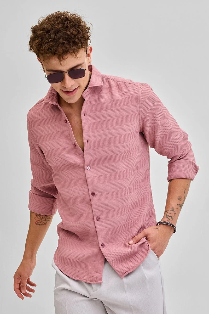 SNITCH Pink Textured Slim Fit Shirt
