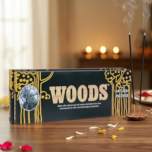 Cycle Pure Woods Natural Incense Sticks, 9 Inch, Pack of 2 (308 Agarbatti Sticks Approx.) | Lasts Upto 60 Mins per Stick | Woody, Sandal, Resin, Cedar, Masala, Amber, Natural Fragrance for Pooja - Image 1