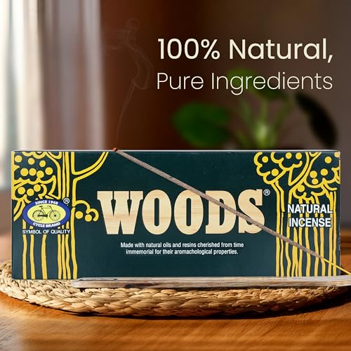 Cycle Pure Woods Natural Incense Sticks, 9 Inch, Pack of 2 (308 Agarbatti Sticks Approx.) | Lasts Upto 60 Mins per Stick | Woody, Sandal, Resin, Cedar, Masala, Amber, Natural Fragrance for Pooja - Image 2