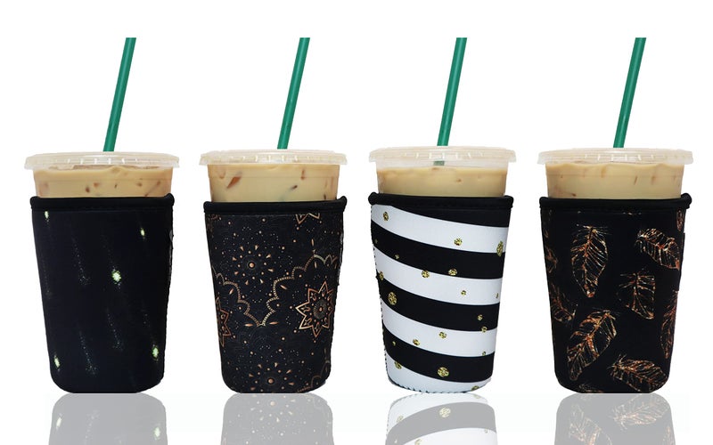 BAXENDALE AND CO Baxendale Iced Coffee Sleeves for Cold Drink Cups - 4 Pack Reusable Neoprene Iced Beverage Cup Sleeve for Hot & Cold Drinks, Compatible with Starbucks Dunkin and more - Image 1